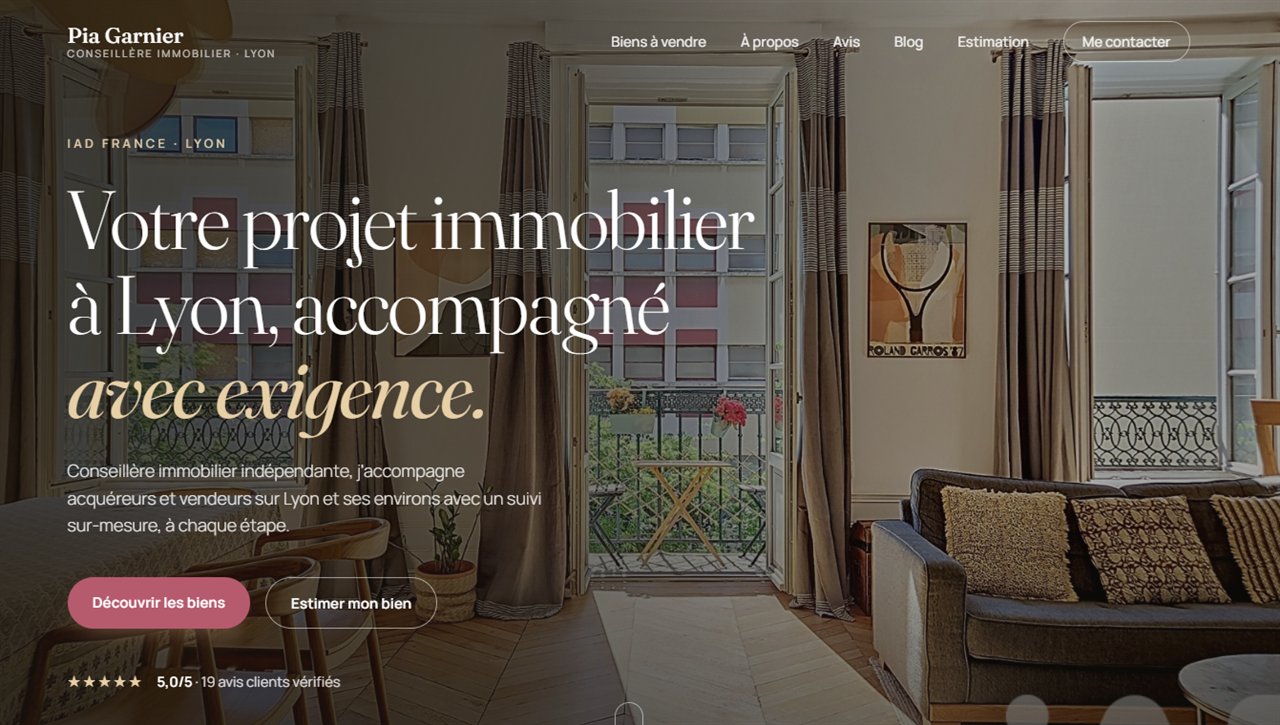 Design Éditorial : la page d'accueil d'un site de conseiller immobilier